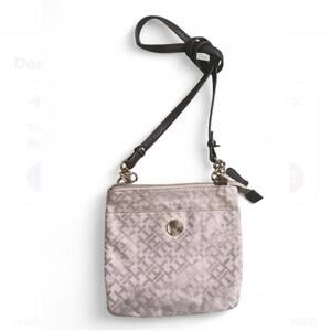 Tommy Hilfiger Brown Gold Monogram Crossbody Bag Logo Purse